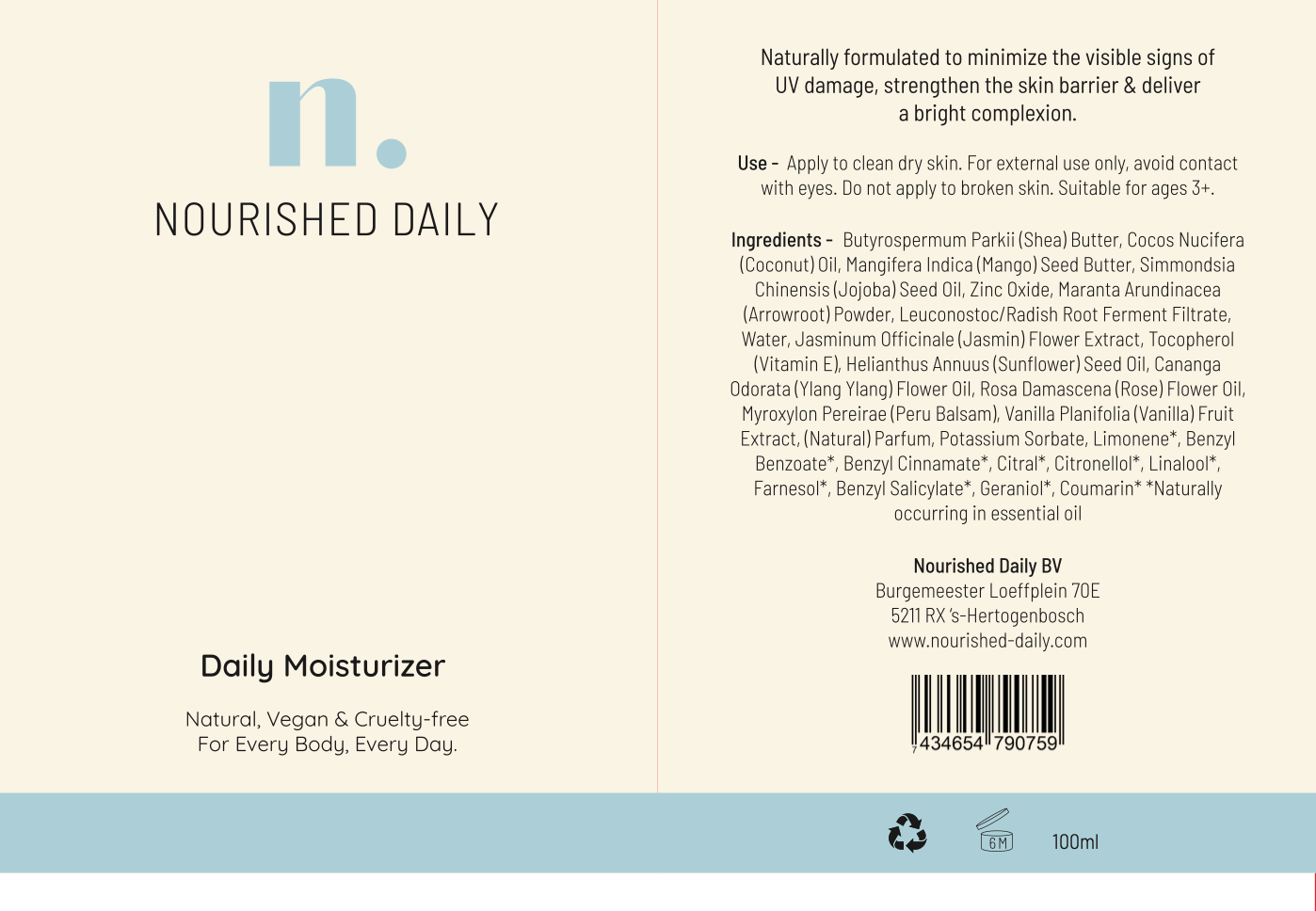 Daily Moisturizer, moisturizer, natural moisturizer, natuurlijke crème, natuurlijke huidverzorging, natural skincare, day cream, night cream, niacinamide, vegan, Nourished Daily