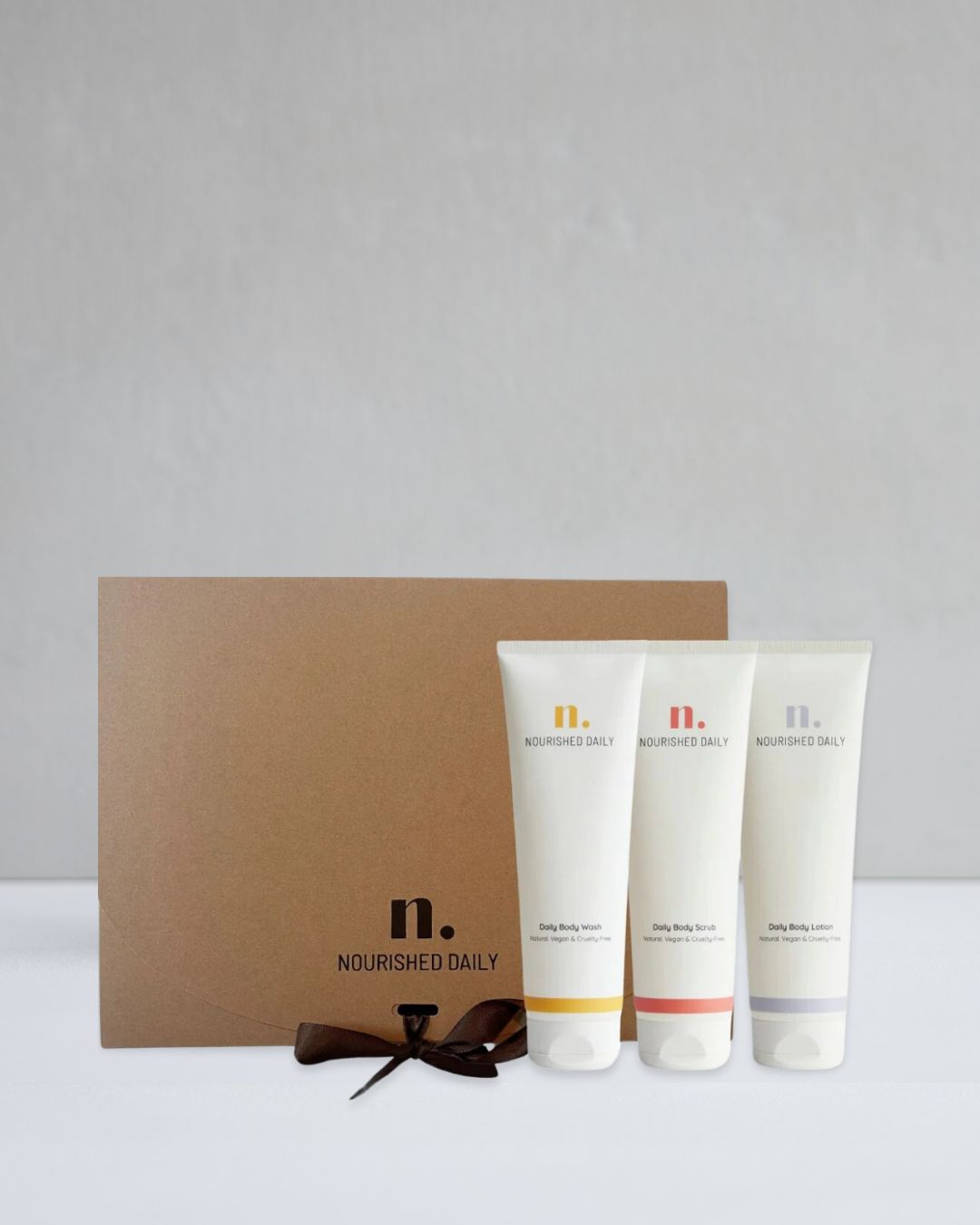 Nourished Daily Ultimate body giftset. Daily body wash. Daily body lotion. Daily body scrub.gift.gifset. Natural bodycare.Nourished Daily